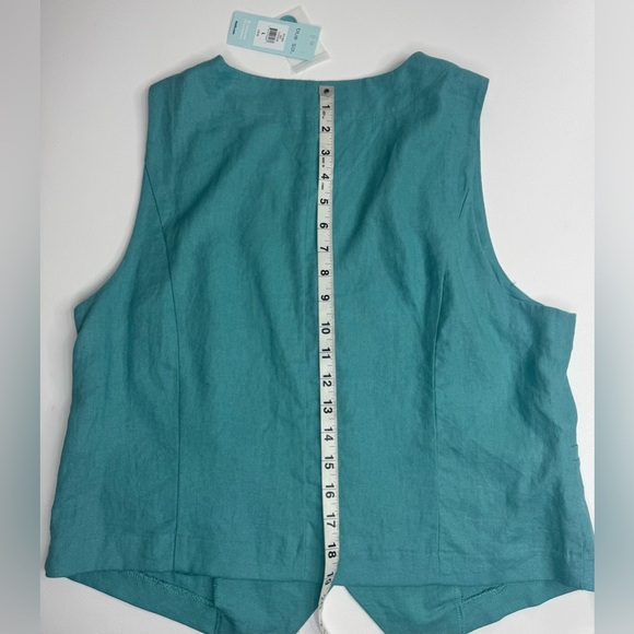 NWT blue sol Linen Blend Button Down Vest Womens Size Large - Picture 8 of 8